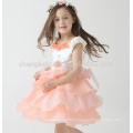 2016 Cute A Line Ivory Peach Pageant Robe fille fleur Little Cake Kids Dress